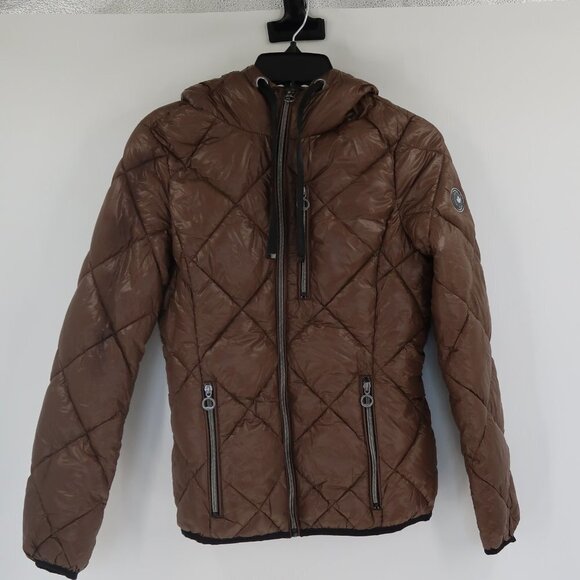 NOIZE Brown Quilted Winter Puffer Coat Size XS